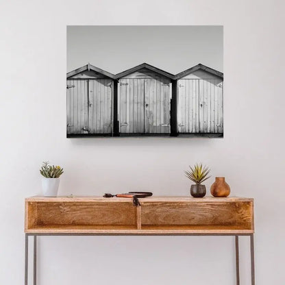 Tableau Cabanons Plage Sable Noir et Blanc 1