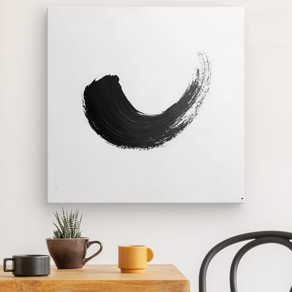 Tableau virgule minimaliste noir et blanc Univers Noir et Blanc 