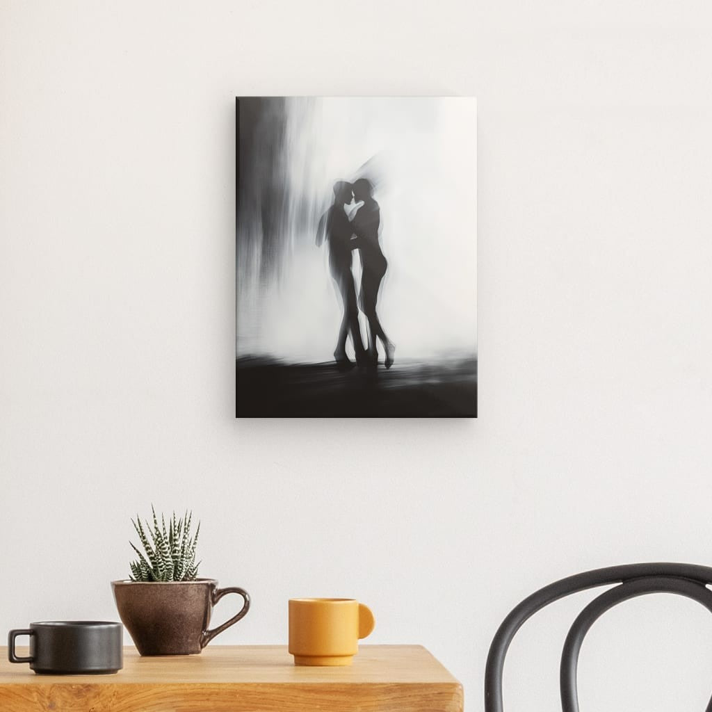Tableau dessin ombre couple amoureux monochrome Univers Noir et Blanc 