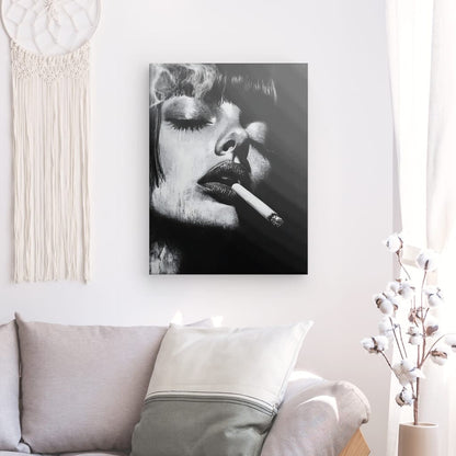 Tableau Mia Wallace Pulp Fiction portrait noir et blanc Univers Noir et Blanc 