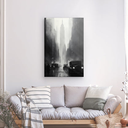 Tableau peinture New-York ancien Empire State Building Univers Noir et Blanc 