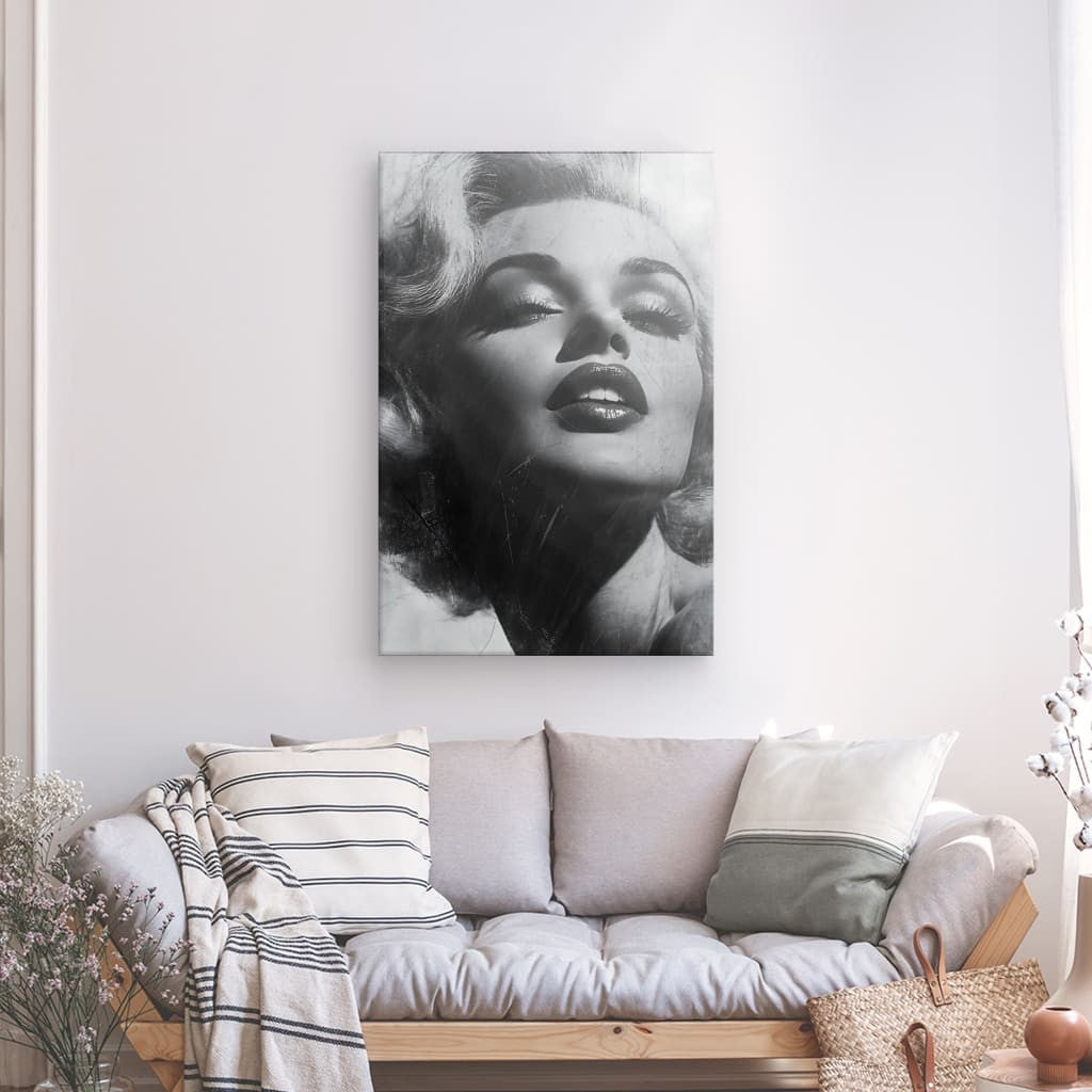 Tableau portrait Marilyn Monroe vintage noir et blanc