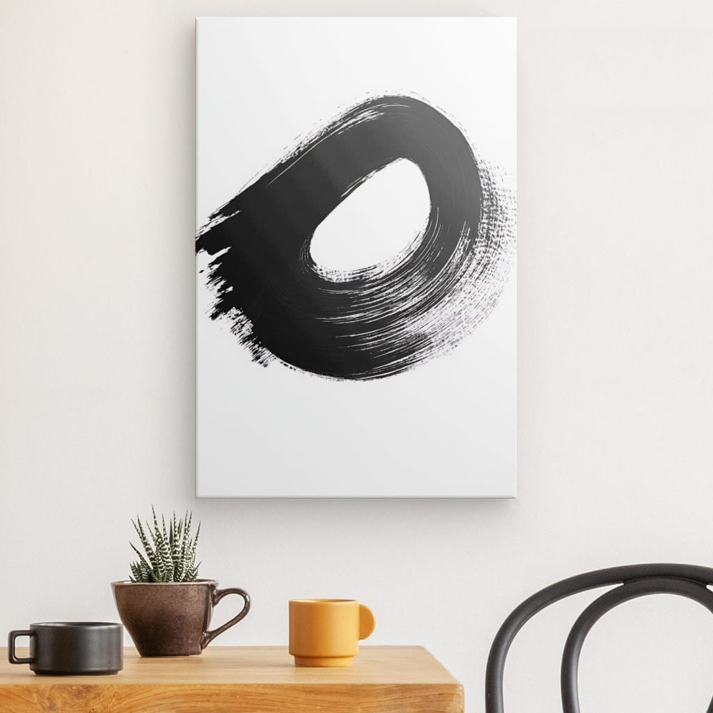 Tableau peinture abstraite brosse minimaliste Univers Noir et Blanc 