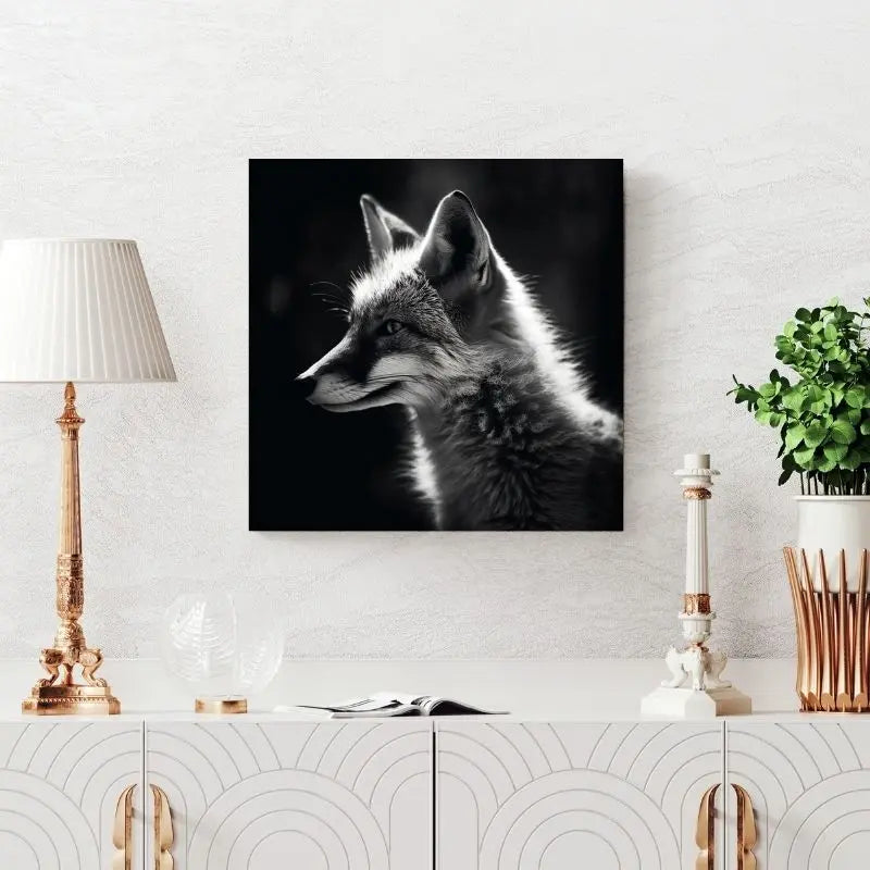 Tableau Renard Fox Portrait Animal Sauvage Monochrome 1