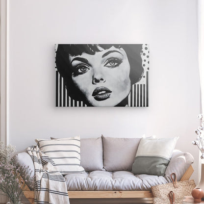 Portrait femme pop art années 50 Univers Noir et Blanc 