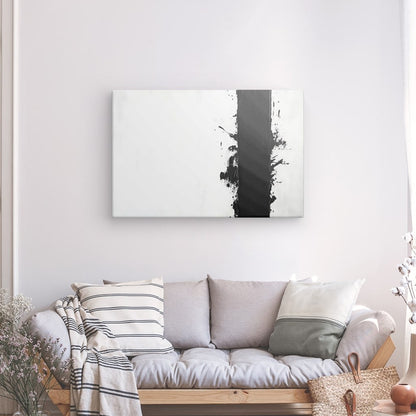Tableau peinture moderne bandeau noir fond blanc Univers Noir et Blanc 