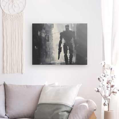 Tableau Terminator peinture monochrome Univers Noir et Blanc 