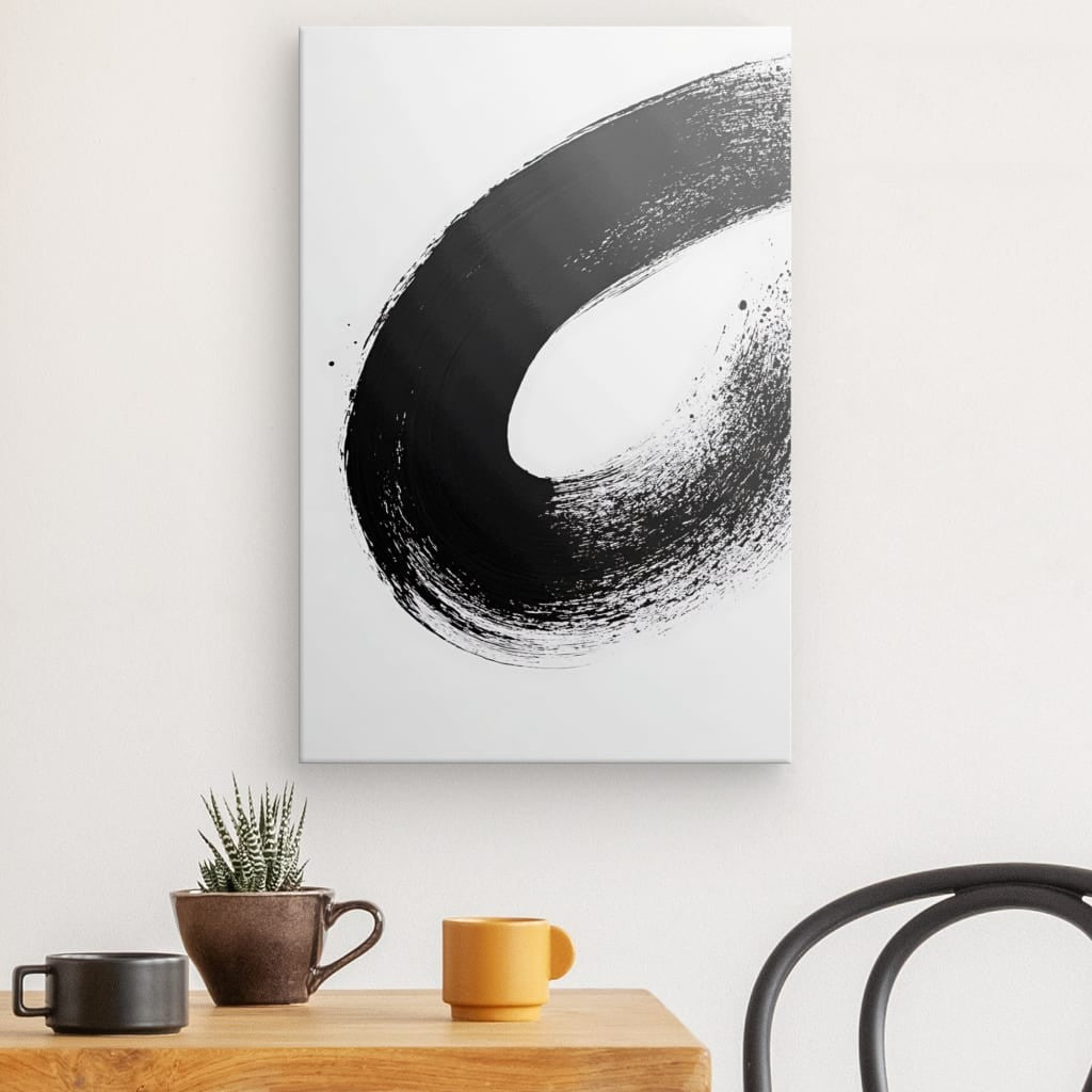 Tableau cercle noir minimaliste Univers Noir et Blanc 