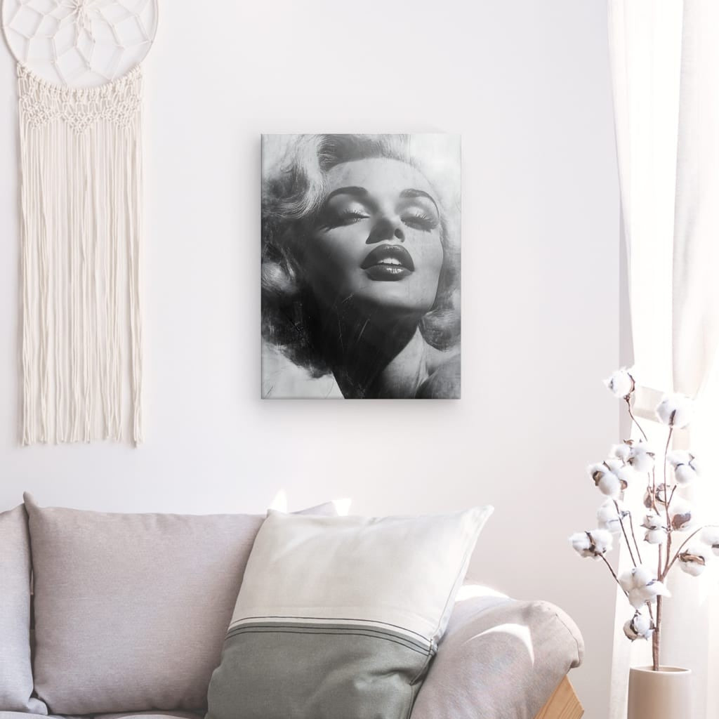 Tableau portrait Marilyn Monroe vintage noir et blanc