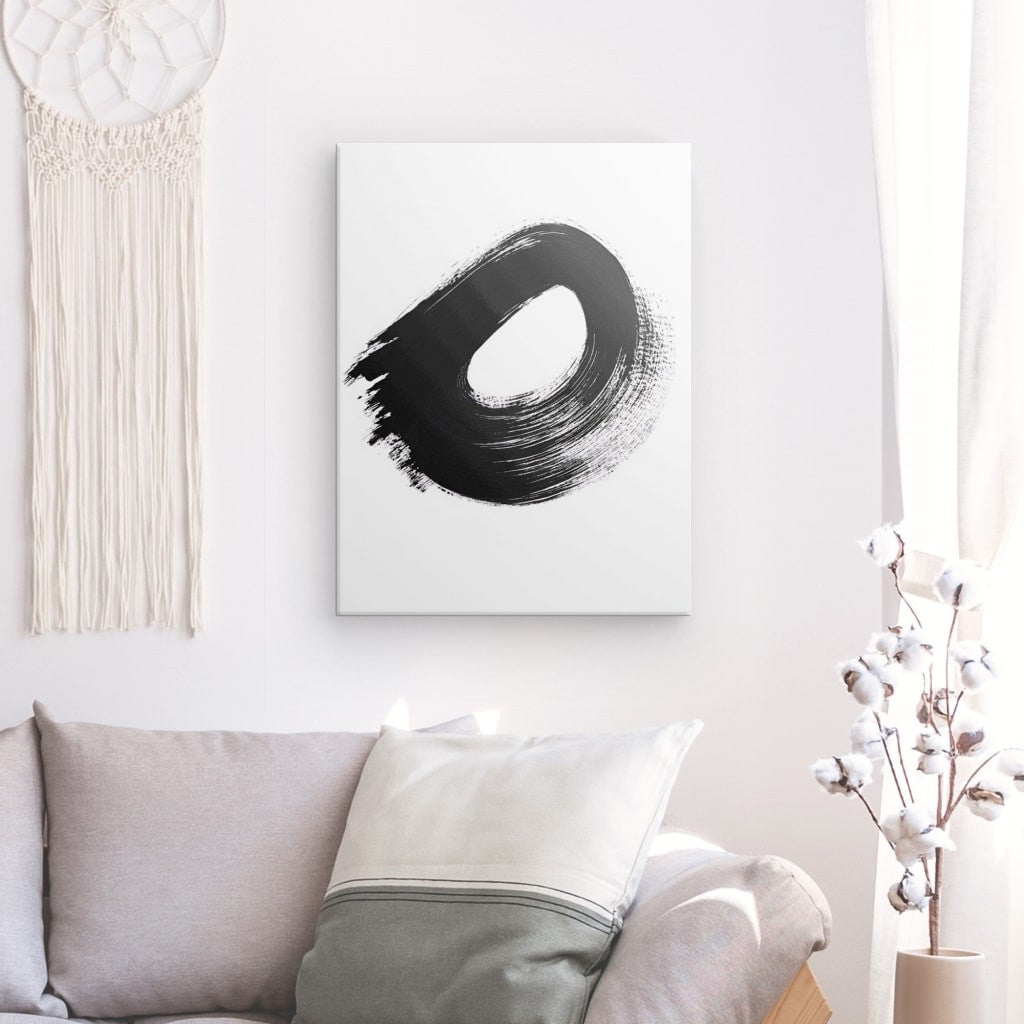 Tableau peinture abstraite brosse minimaliste Univers Noir et Blanc 