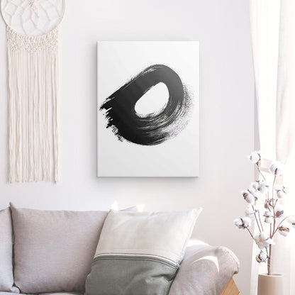 Tableau peinture abstraite brosse minimaliste Univers Noir et Blanc 