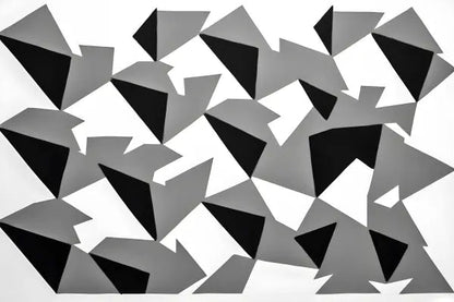 Tableau Formes Géométriques Noir et Blanc Art Abstrait Minimaliste Triangles Modernes - #tag1# - #tag2# 