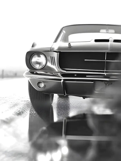 Tableau Voiture Ancienne Noir et Blanc Mustang - #tag1# - #tag2# 