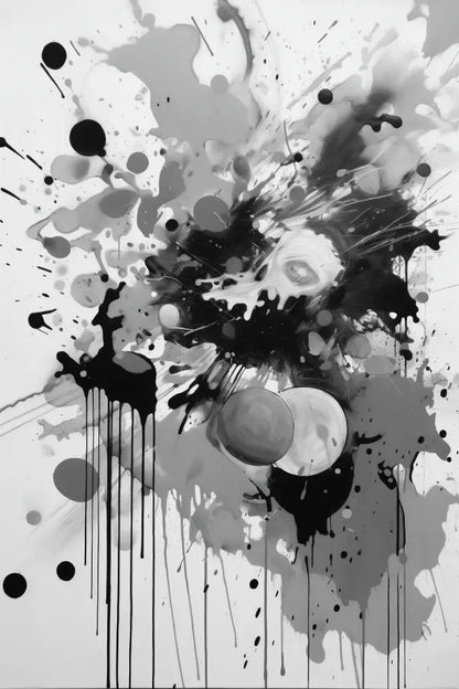 Tableau Art Abstrait Mélange Peinture Noir et Blanc