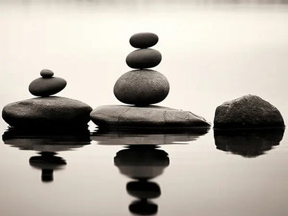 Tableau Zen Minimaliste Pierre Pile Cairns Relaxation Noir et Blanc - #tag1# - #tag2# 