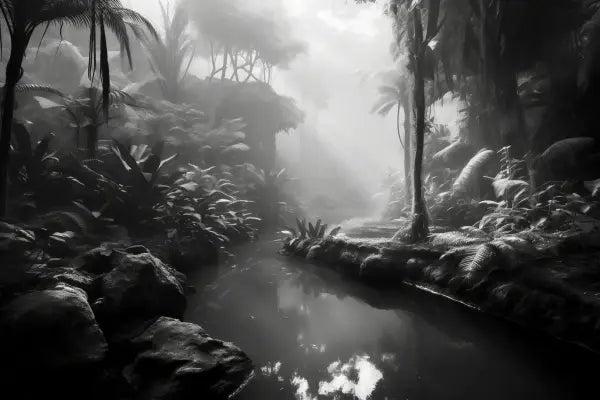Tableau Jungle Tropicale Sauvage Noir et Blanc - #tag1# - #tag2# 