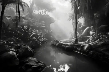 Tableau Jungle Tropicale Sauvage Noir et Blanc - #tag1# - #tag2# 