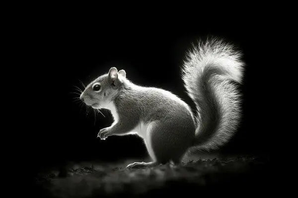 Tableau Ecureuil Portrait Animal Noir et Blanc - #tag1# - #tag2# 