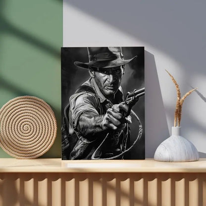 Tableau Indiana Jones Noir et Blanc 1