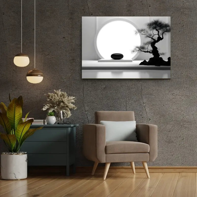 Tableau Bonsai Relaxation Zen Noir et Blanc 1