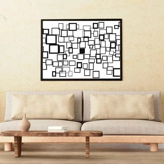 Tableau Carrés Rectangles Formes Art Abstrait Monochrome 1