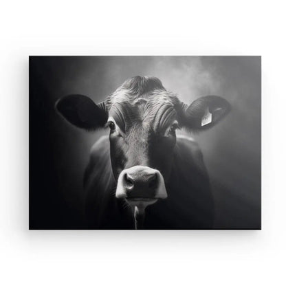 Tableau Vache Portrait Bovin Race Limousine Noir et Blanc - #tag1# - #tag2# 