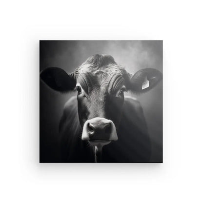 Tableau Vache Portrait Bovin Race Limousine Noir et Blanc - #tag1# - #tag2# 