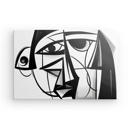 Tableau Abstrait Style Picasso Cubisme Moderne Noir et Blanc