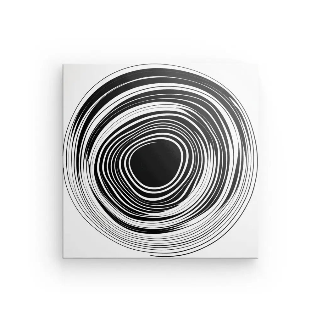 Tableau Noir et Blanc Minimaliste Cercle Vinyle Abstrait Monochrome - #tag1# - #tag2# 