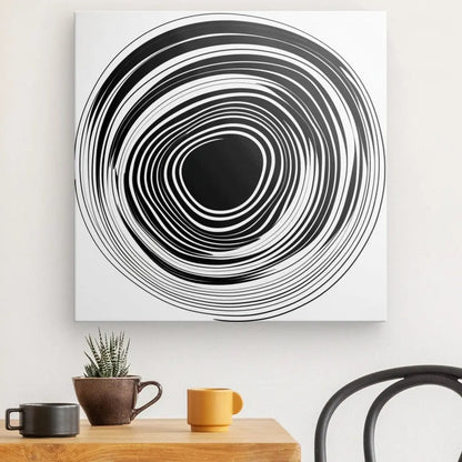 Tableau Noir et Blanc Minimaliste Cercle Vinyle Abstrait Monochrome - #tag1# - #tag2# 