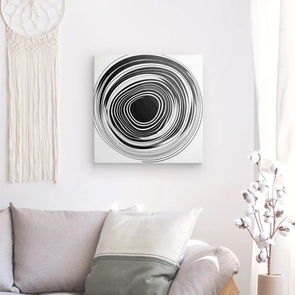 Tableau Noir et Blanc Minimaliste Cercle Vinyle Abstrait Monochrome - #tag1# - #tag2# 