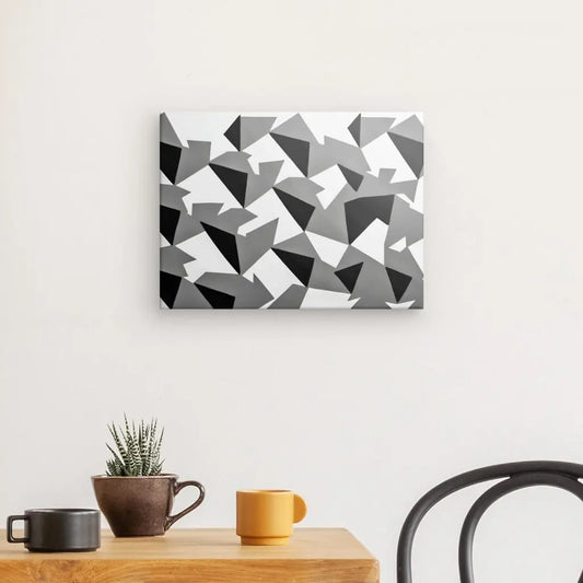 Tableau Formes Géométriques Noir et Blanc Art Abstrait Minimaliste Triangles Modernes