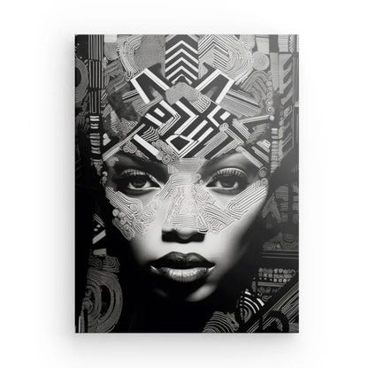 Tableau Portrait Femme Africaine Art Ethnique Noir et Blanc - #tag1# - #tag2# 