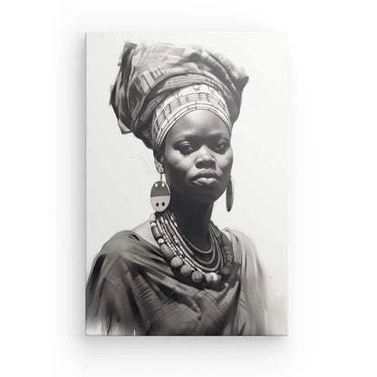 Tableau Femme  Portrait Ethnique Afrique Noir et Blanc - #tag1# - #tag2# 