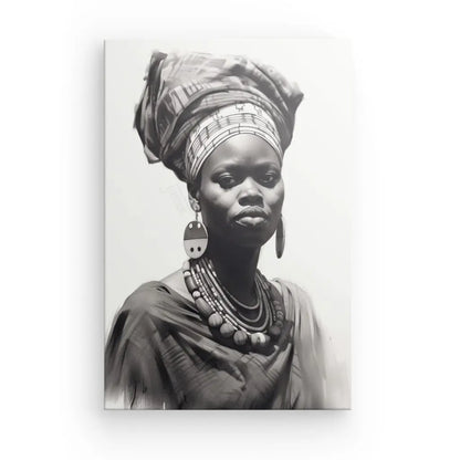 Tableau Femme  Portrait Ethnique Afrique Noir et Blanc