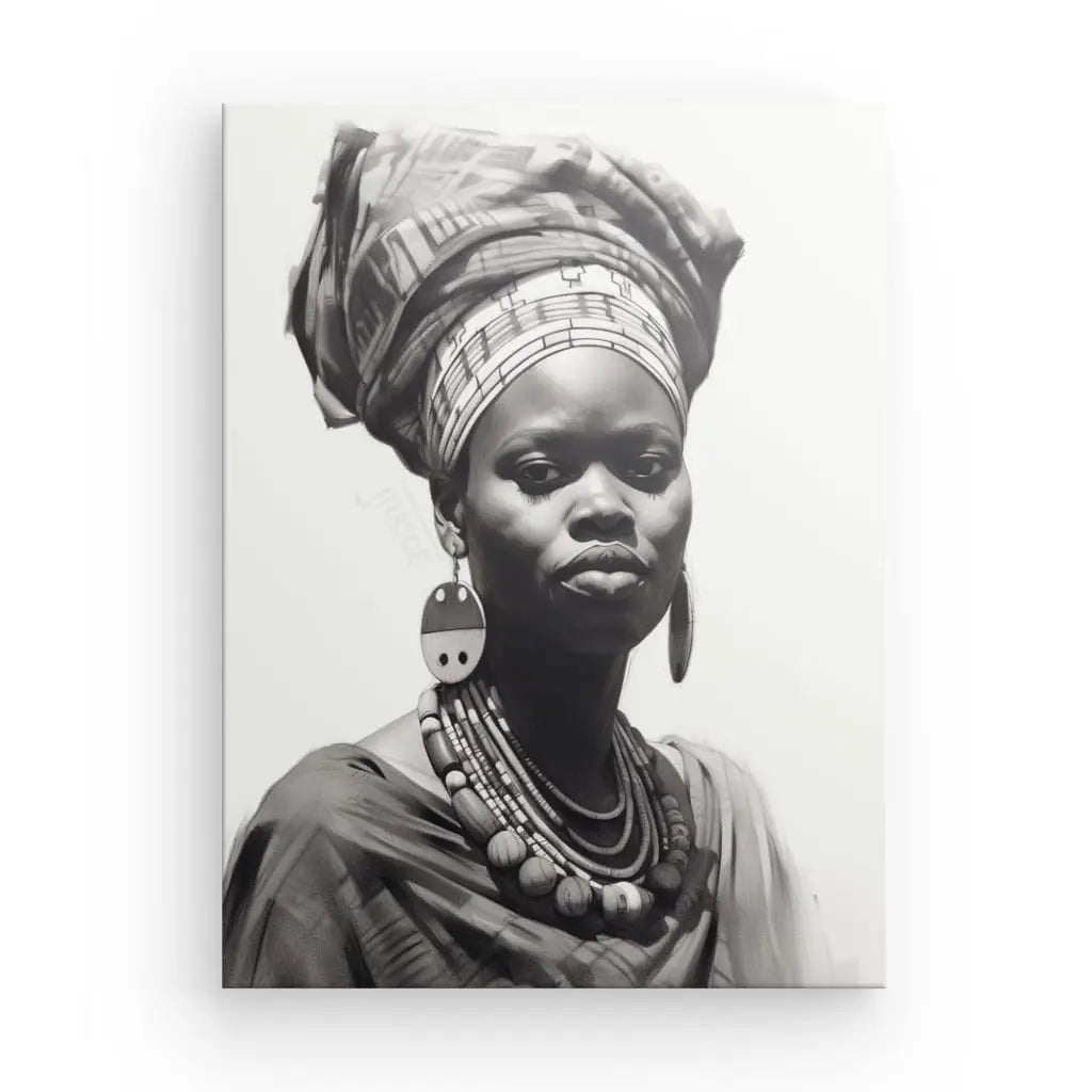 Tableau Femme  Portrait Ethnique Afrique Noir et Blanc - #tag1# - #tag2# 