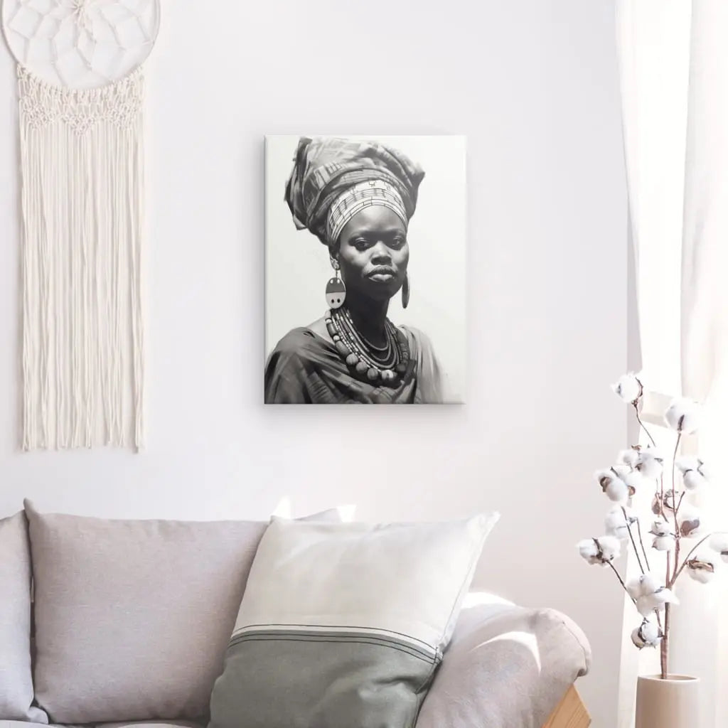 Tableau Femme  Portrait Ethnique Afrique Noir et Blanc - #tag1# - #tag2# 