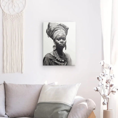 Tableau Femme  Portrait Ethnique Afrique Noir et Blanc - #tag1# - #tag2# 