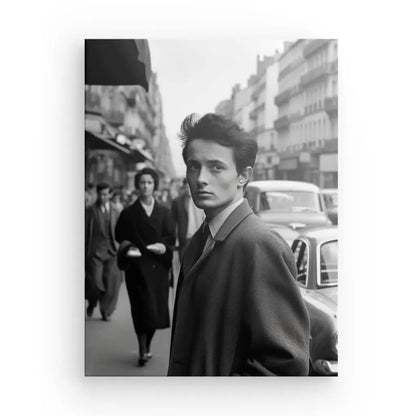 Tableau Portrait Homme Années 1950 Rue New York Noir et Blanc