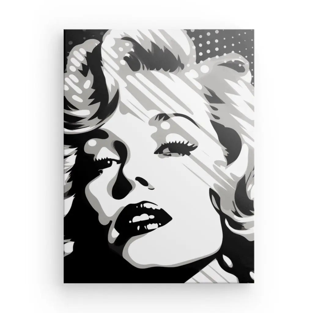 Tableau Portrait Marilyn Pop Art Toile Noir et Blanc - #tag1# - #tag2# 