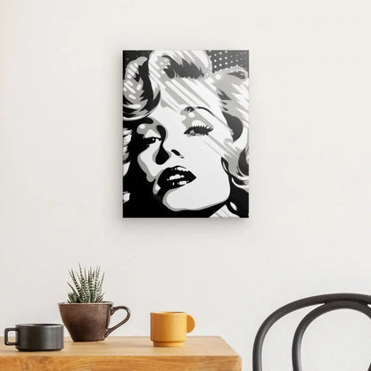 Tableau Portrait Marilyn Pop Art Toile Noir et Blanc - #tag1# - #tag2# 