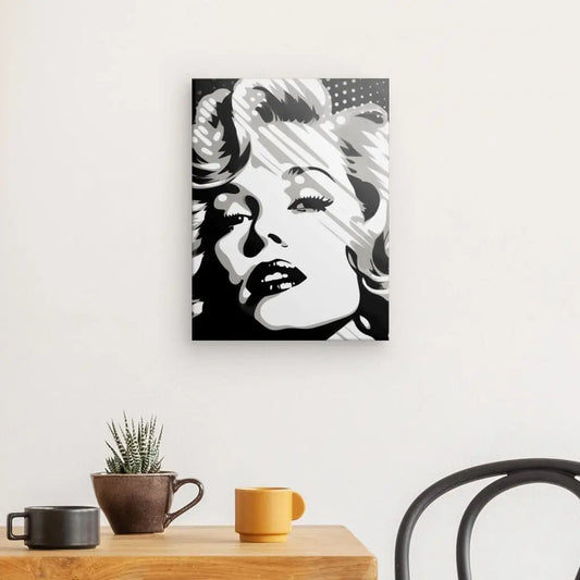 Tableau Portrait Marilyn Pop Art Toile Noir et Blanc
