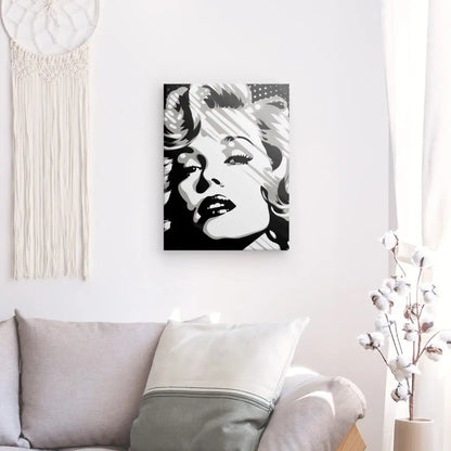 Tableau Portrait Marilyn Pop Art Toile Noir et Blanc