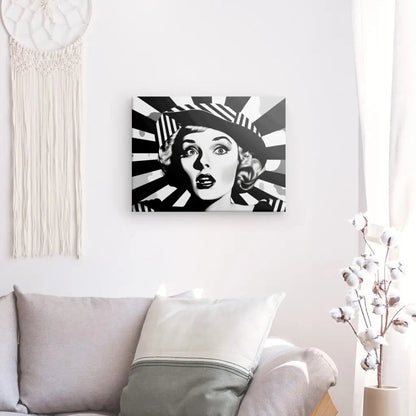 Tableau Portrait Femme Surprise Pop Art Monochrome - #tag1# - #tag2# 