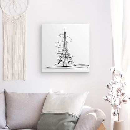 Tableau Tour Eiffel Abstrait Dessin Traits Moderne Noir et Blanc - #tag1# - #tag2# 