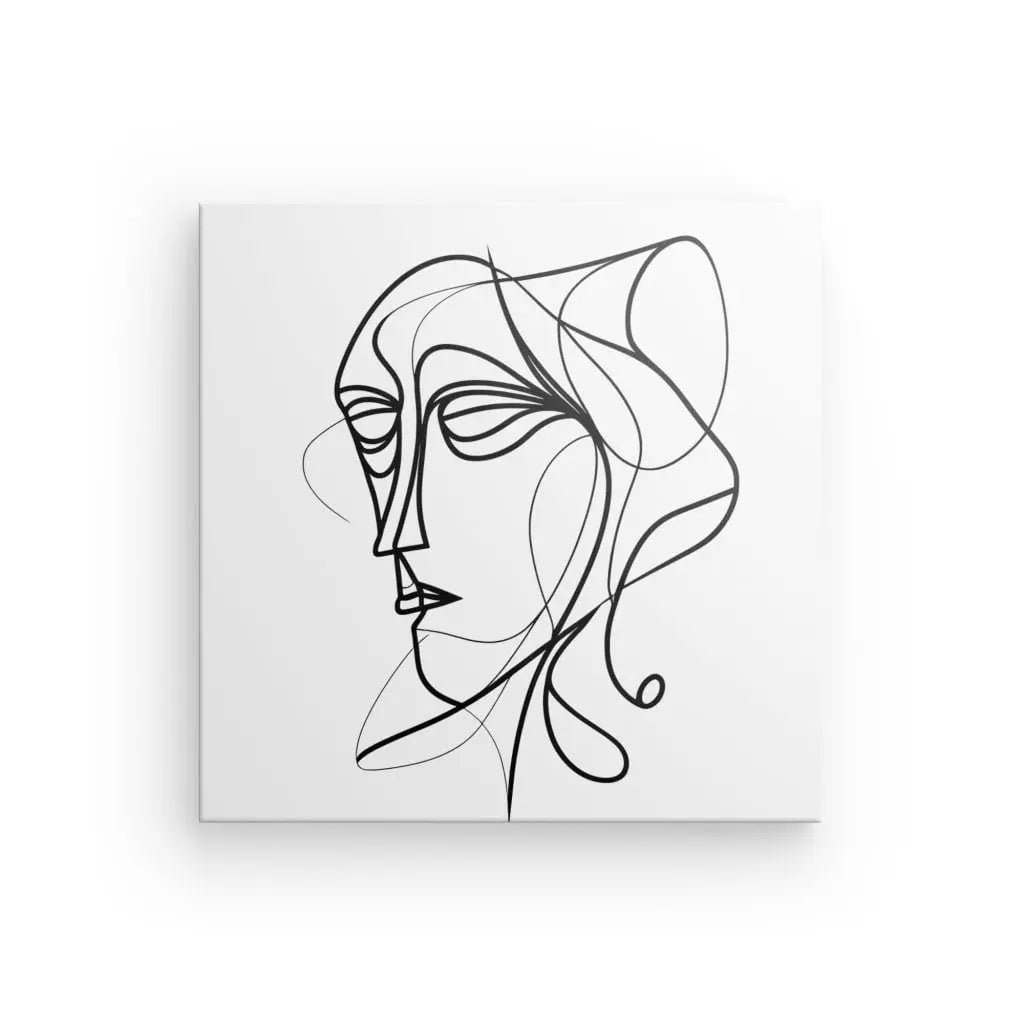 Tableau Dessin Noir et Blanc Visage Abstrait Fumée Moderne - #tag1# - #tag2# 