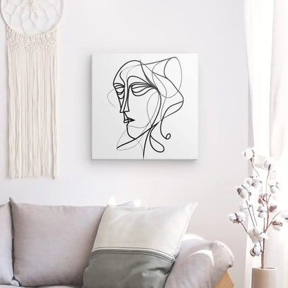 Tableau Dessin Noir et Blanc Visage Abstrait Fumée Moderne - #tag1# - #tag2# 