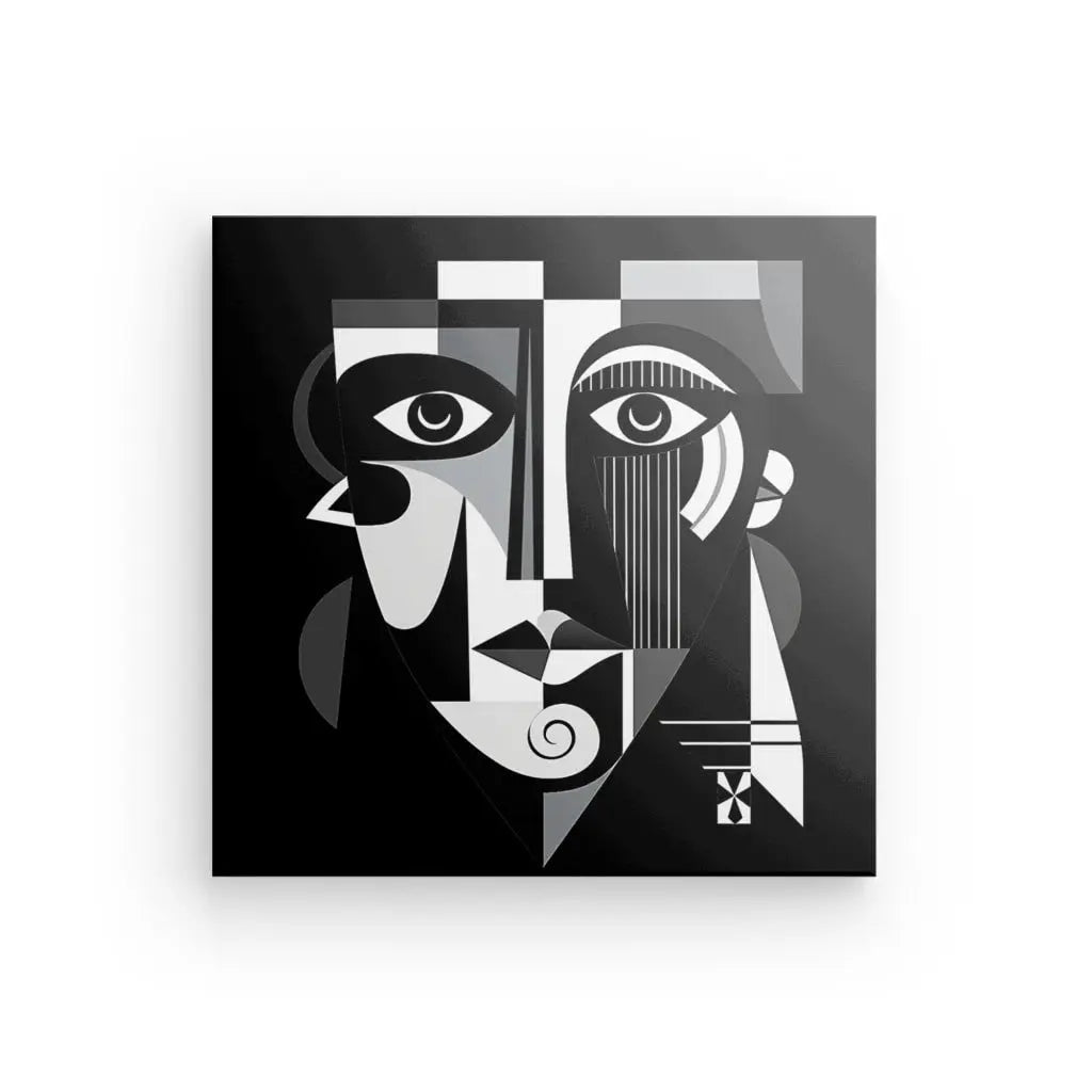 Tableau Portrait Cubisme Noir Art Abstrait Noir et Blanc - #tag1# - #tag2# 