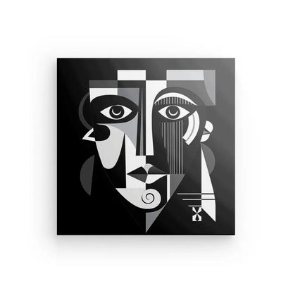 Tableau Portrait Cubisme Noir Art Abstrait Noir et Blanc - #tag1# - #tag2# 