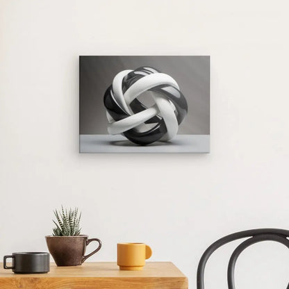 Tableau Géométrique Moderne Lacets Noirs et Blancs - #tag1# - #tag2# 